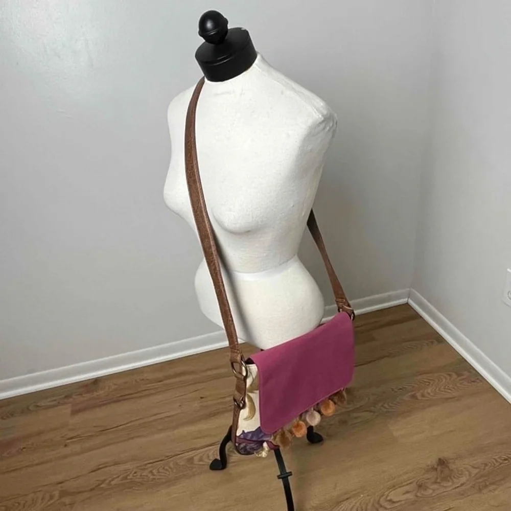 Meli Melo Paris Cream Purple Pink Floral Purse Crossbody Bag‎